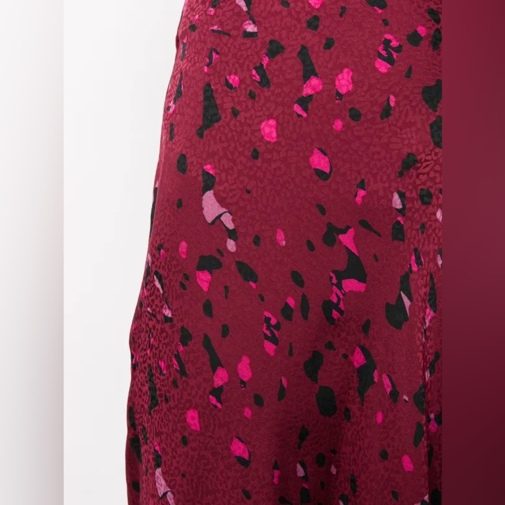 BA&SH / Tomy printed satin slip jacquard midi skirt Bordeaux Leopard 0 - Picture 5 of 8